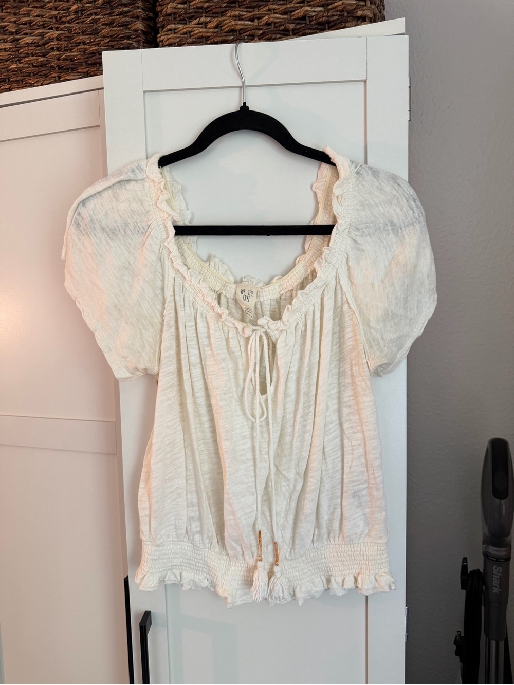 We The Free Cream Puff-Sleeve Peasant Blouse